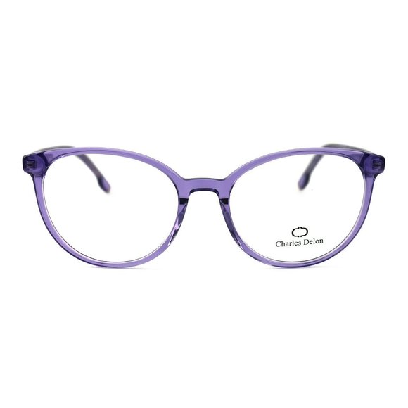 Charles Delon Rectangle Women Purple Plastic Frame - Picture 3 of 6